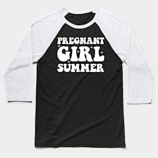 Pregnant Girl Summer Baby Shower announcement Baseball T-Shirt